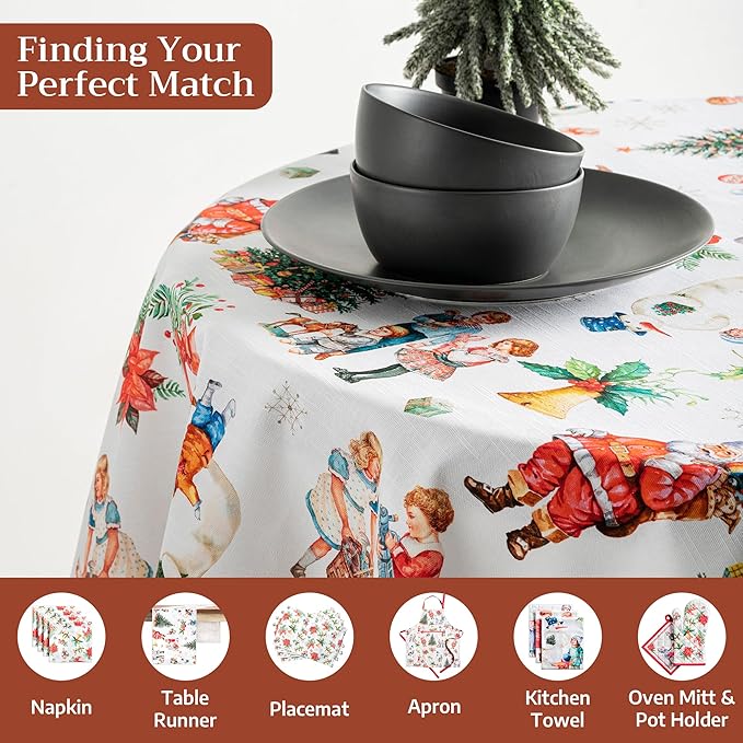 Maison d' Hermine Table Cloth Round Table 100% Cotton 63 Inches Fall Tablecloth Reusable Everyday Use for Thanksgiving Christmas Decorations Dining Farmhouse Party (Chromo)