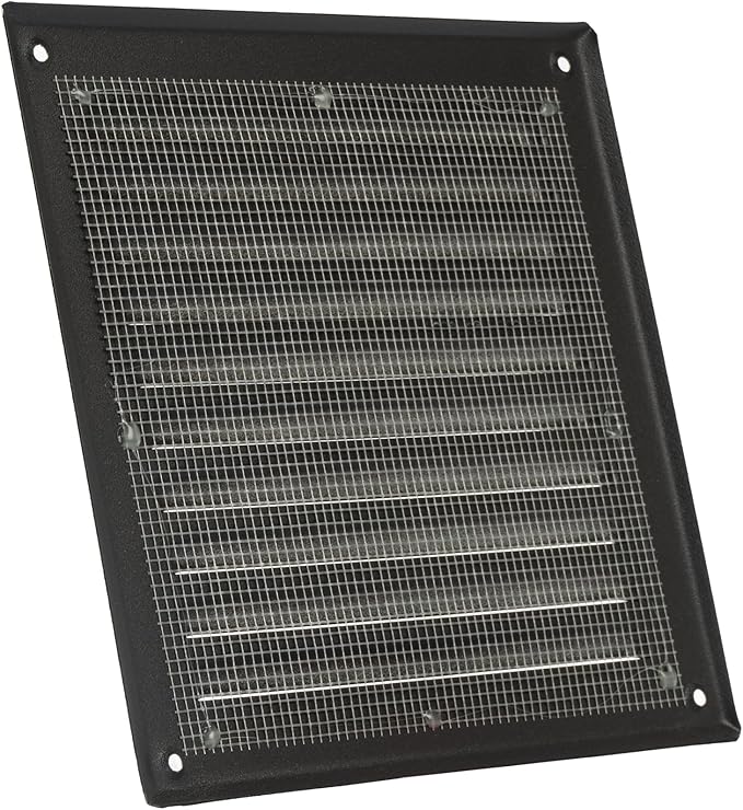 Vent Systems 6 x 6 Inch (Inner) - Pack of 2 - Black Vent Cover - Square Metal HVAC Return Air Grille with Mesh Screen - Register Wall Vent Duct Grill - Outdoor, Indoor, Crawlspace Exhaust Ventilation