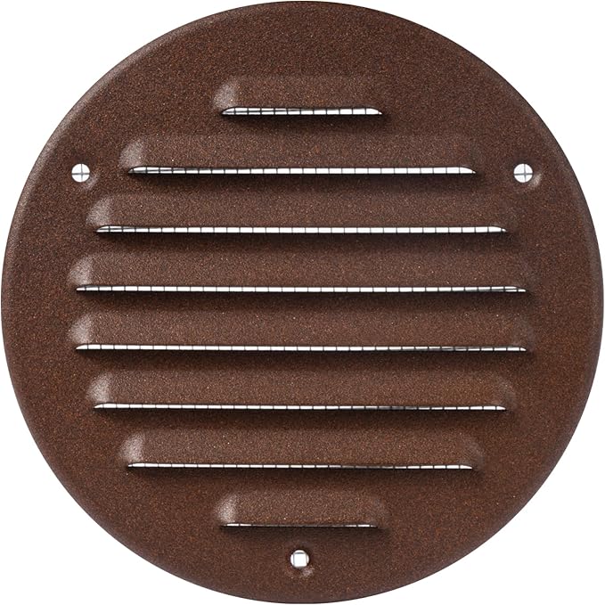 Square Ventilation Grille / 5" Inch Inside Measurement/Brown Metal Air Vent Louver - Inside/Outside use/Ø 5.25" Inch Outer Measurement