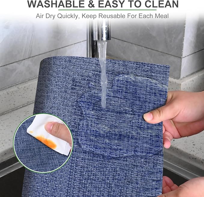 BETEAM Placemats Set of 8, Woven Vinyl Placemat for Dining Table Washable Wipeable Kitchen Place Mats Durable Indoor Outdoor Table Mats