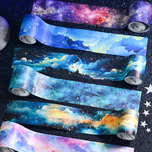 Washi Tape Stickers for Journaling,6 Rolls Star Tape Scrapbook Stickers for Scrapbooking Supplies,Junk Journal Supplies,DIY Craft(Starry Dreams)