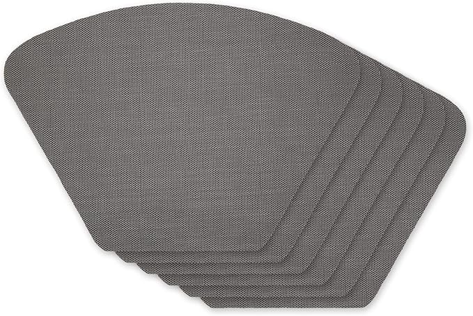 DII PVC Tabletop Collection Woven Indoor/Outdoor, Wedge Placemat Set, Gray, 6 Piece