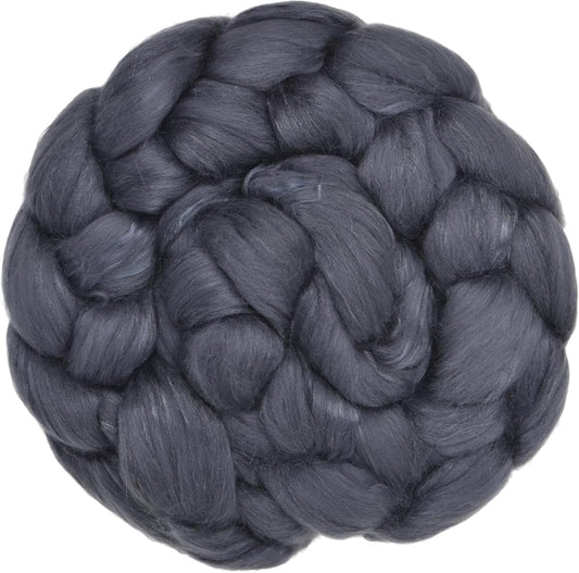 Merino Silk Luxe Tonal Designer Blend. Superfine Merino, Mulberry Silk, Tussah Silk. Top Roving for Spinning or Felting. Moon Shadow 4oz