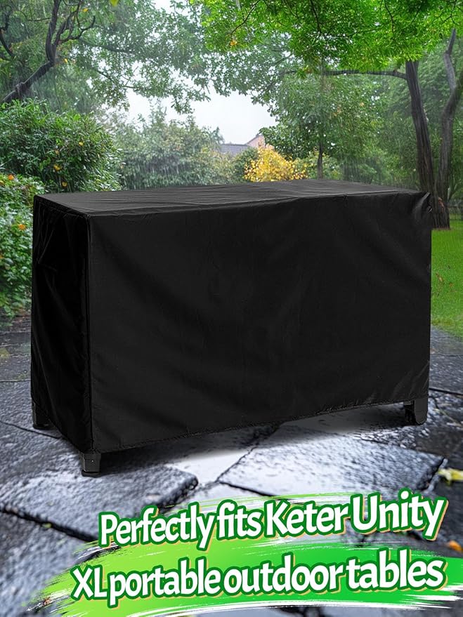 PAMASE Outdoor Dining Cart Cover - 54"L*23"W*35"H Grill Covers for Keter Unity XL Portable Cabinet Bar, Heavy Duty Waterproof BBQ Food Prep Table Serving Worktable Metal Movable Station