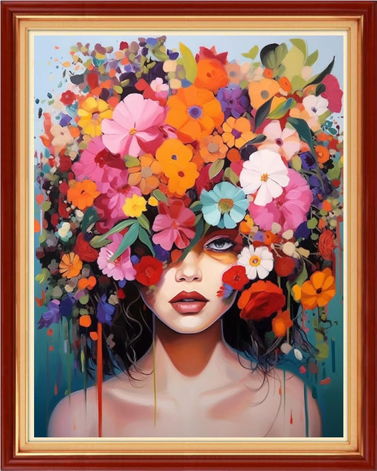 Magxvouy Cross Stitch Kits Stamped Full Range of Embroidery Kits,Cross Stitch Patterns Needlework Kits for Beginners 11CT Printed Kits&Flower Girl 16x20 inch