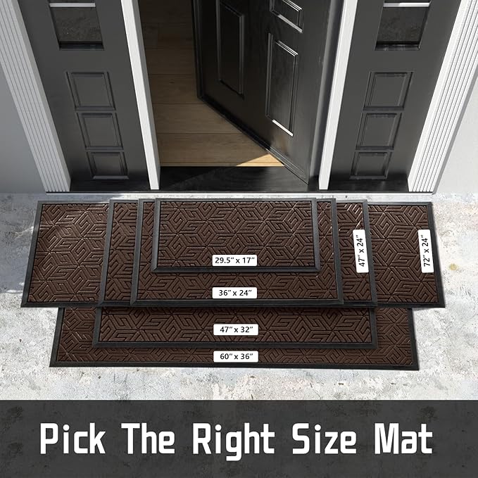 Yimobra Doormat Outdoor Entrance 29.5x17, All-Weather Waterproof Outdoor Mats for Front Door, Non Slip Welcome Door Mat for Patio Proch Outside Entryway Indoor, Brown