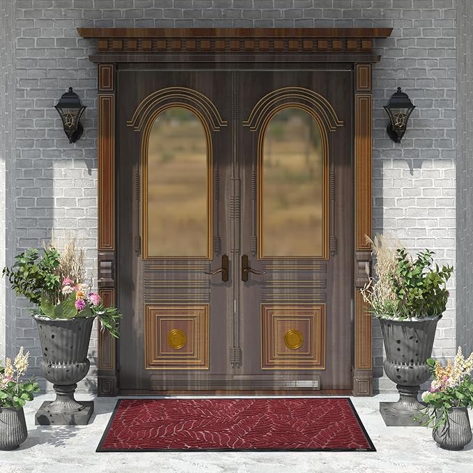 Yimobra 60x36 Large Door Mat Outdoor Indoor, All-Season Waterproof Door Mat Outside Entrance, All-Weather Non-Slip Outside Doormat for Garage Patio Entryway, Red