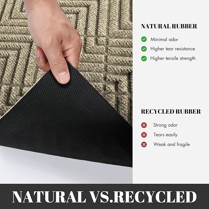 Yimobra Large Door Mat 36x24, All-Season Waterproof Outdoor Mats for Front Door Entrance with Drainage Holes, Heavy Duty Non-Slip Doormat for Garage Patio Entryway Indoor, Beige