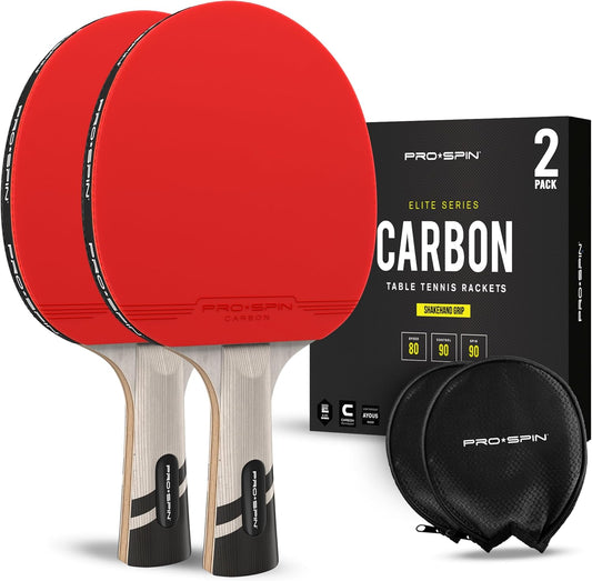 PRO SPIN Ping Pong Paddles - Professional Level Table Tennis Rackets with Carbon Fiber for Superior Control | 7-Ply Blade, Premium Rubber, 2.0mm Sponge | Includes Protector Case