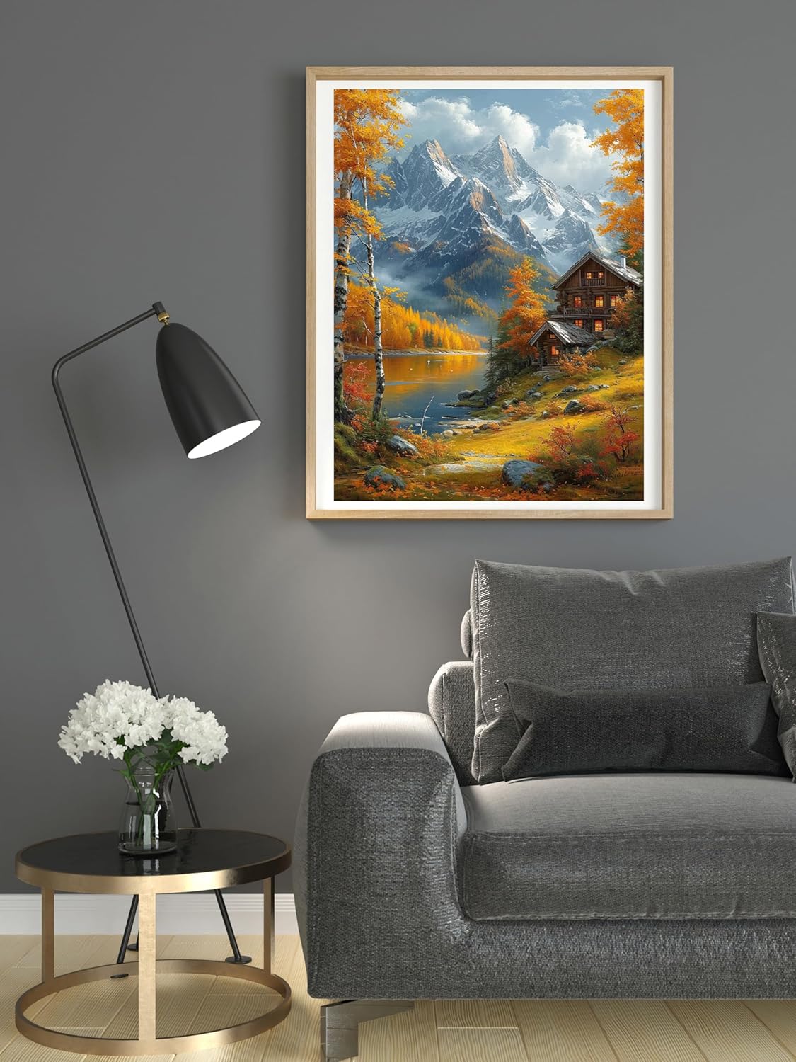 14CT Counted Cross Stitch Kits for Adults Mountain Flowers Advanced Stamped Cross Stitch Kits for Adults (Mountain 2)