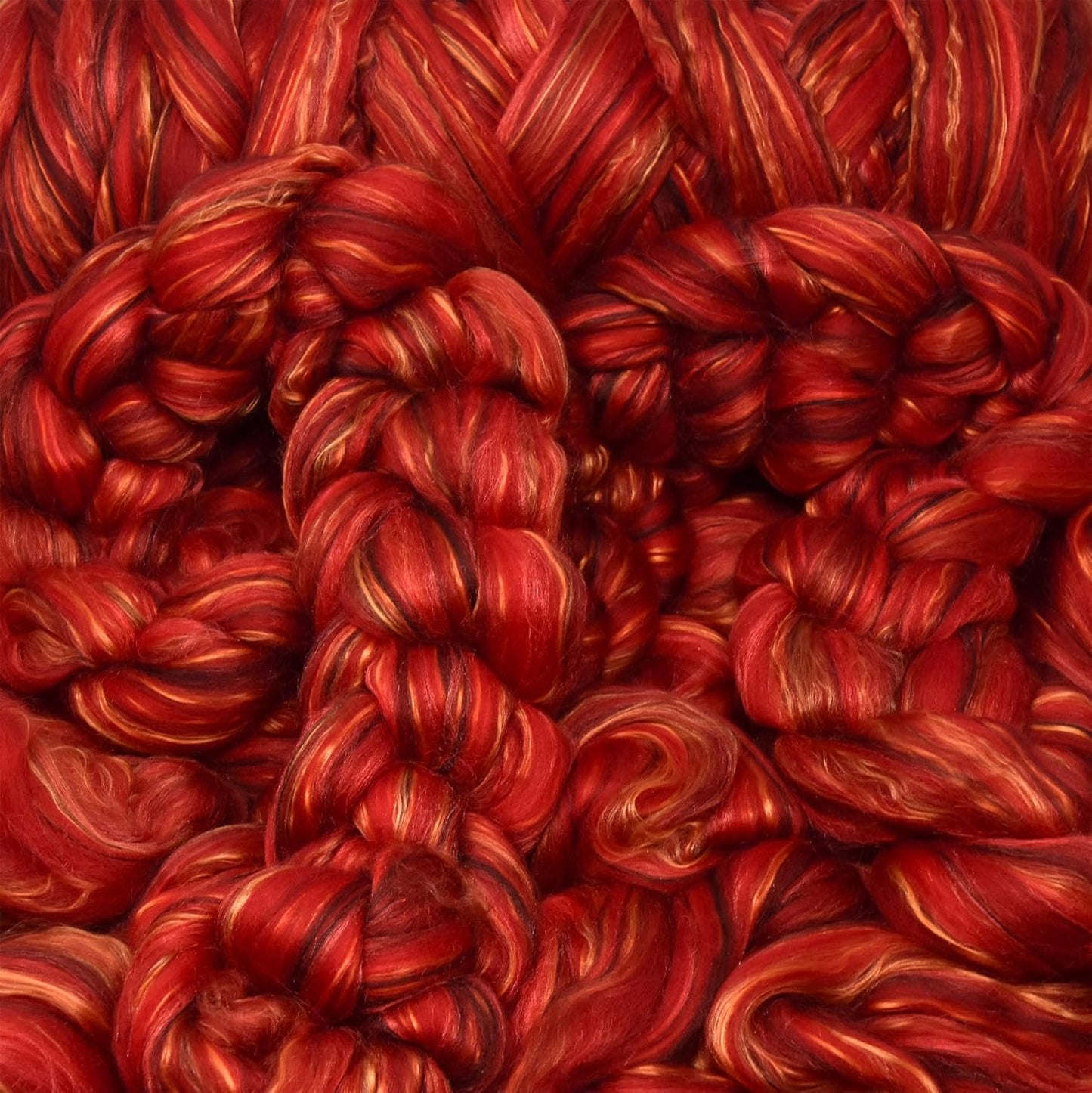 Merino Silk Luxe Tonal Designer Blend. Superfine Merino, Mulberry Silk, Tussah Silk. Top Roving for Spinning or Felting. Garnet Caress 4oz