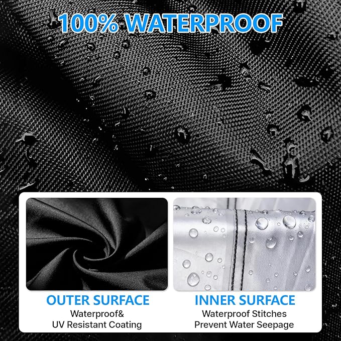 Outdoor Table Cover 72"L x 38"W x 6"H, 420D Waterproof Outdoor Cover for Patio Furniture Dinning Table Picnic Coffee Tables Chairs and Sofas, Black