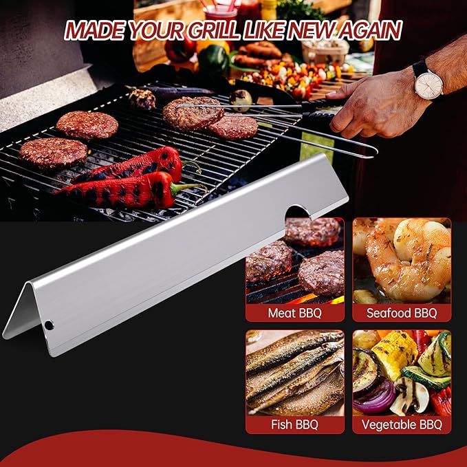 Cast Iron Grill Grates Flavorizer Bars Parts for Weber Genesis 2 E-410, S-410, Genesis II LX E-440, S-440, Weber 66089, 66097, 66041, 66033, 66796, Stainless Steel Flavor Bars Heat Deflectors
