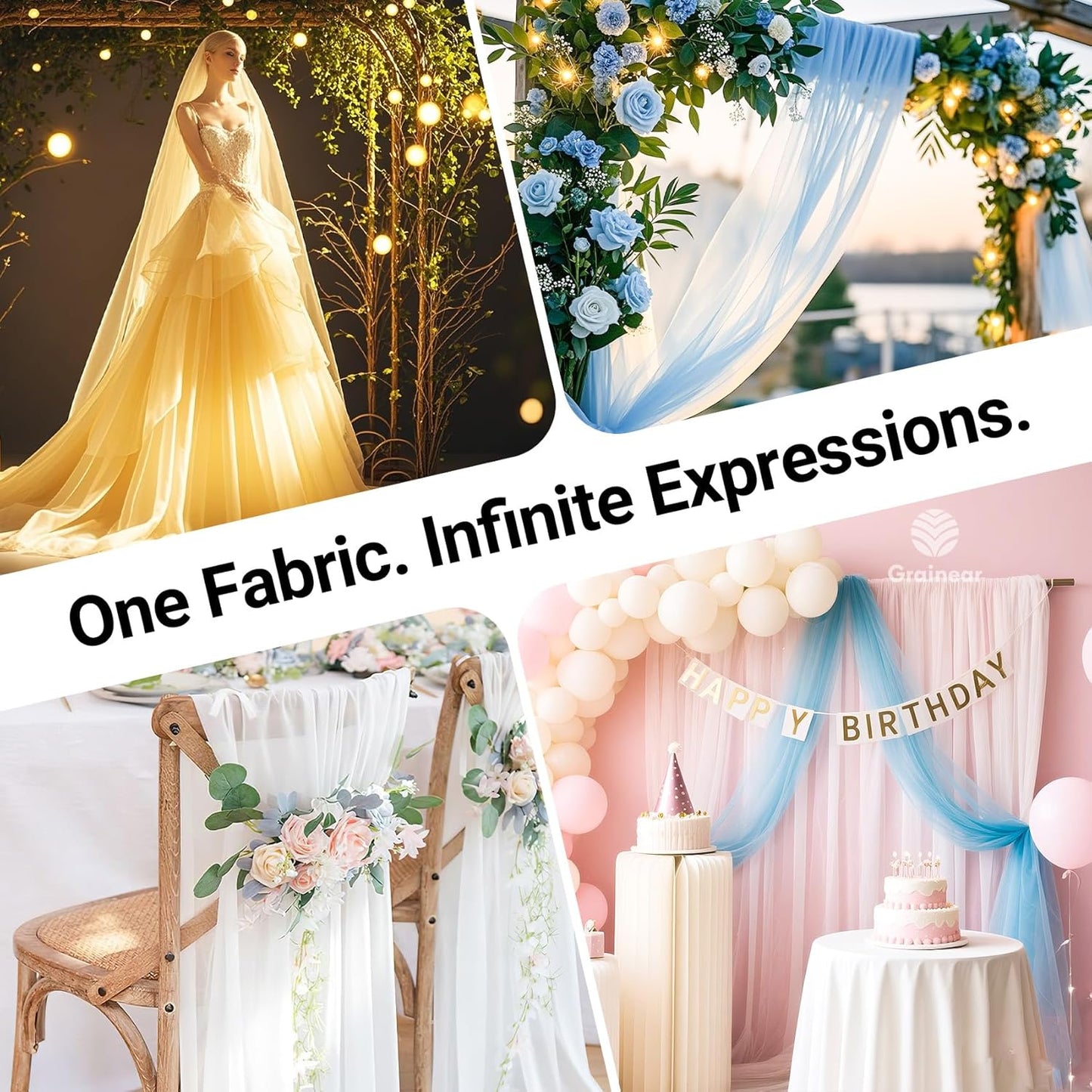 Hunter Green Organza Fabric – 44" x 5 Yards Wide Sheer Tulle for Wedding Arch Draping, Gowns, Table Runners, Party Decor, Curtains & DIY Crafts – Translucent Fabric for Elegant Projects