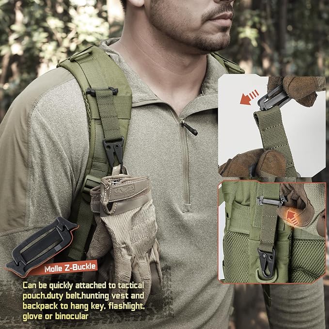 LIVANS Molle Belt Clip Key Holder Tactical Battle Belt Plate Carrier Vest Attachment Clip for Hanging Keys or Gloves, Universal Fit Molle Accessories Clip |T-Mount Clash Hook, Include Z-Buckle