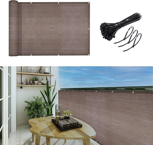 3'x10'Balcony Privacy Screen Cover Fence Cover UV Protection Weatherproof Windscreen Heavy Duty for Patio, Backyard,Brown