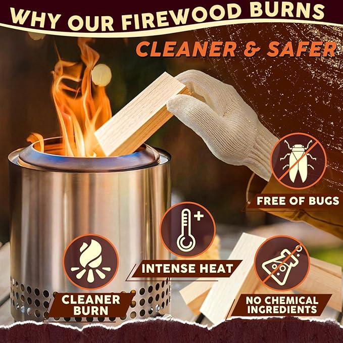 Mini Fire Stick with Fire Starters Gloves 4" Kiln Dried Pine Fire Pit Accessories Firewood Compatible with Wood Stoves, Tabletop Fire Pits, BBQ Grills & Pizza Ovens, 2 lb Box