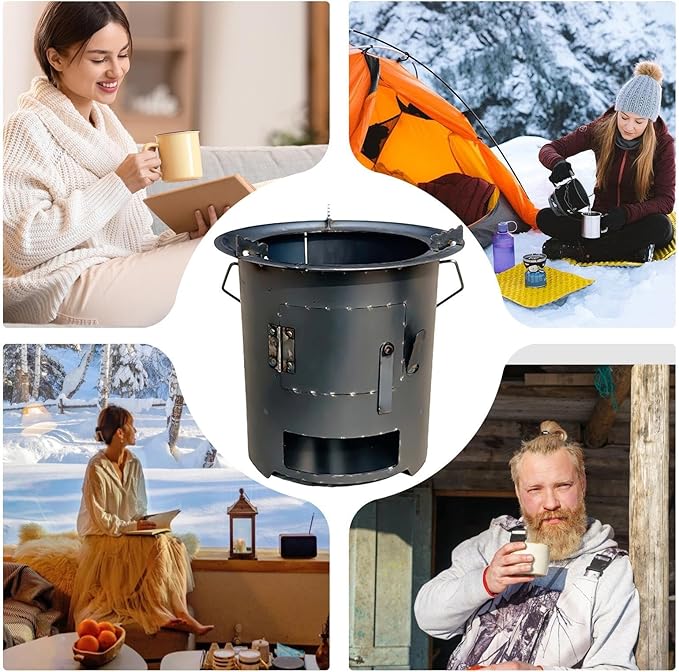 Rocket Stove Camping – Outdoor Wood Burner | Portable Outdoor Cookware With Grill And Tongs, Ideal For Survival, Backpacking, Hiking, RV Travel, Preparedness, Bonfires, Patio, Cooking Advent
