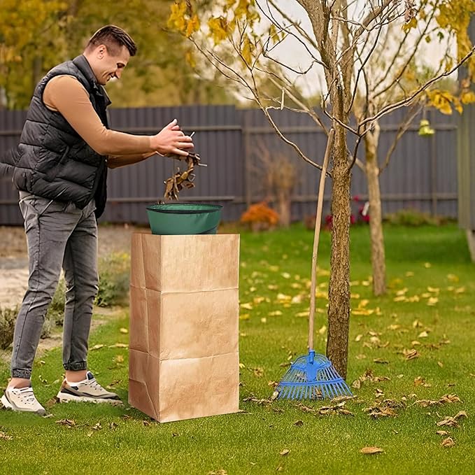 Adnee Leaf Bag Funnel Holder, Foldable Lawn Bag Chute Stand Fit for 30 Gallon Paper Bags, Reusable Yard Waste Bag Funnel for Handling Garbage and Leaves