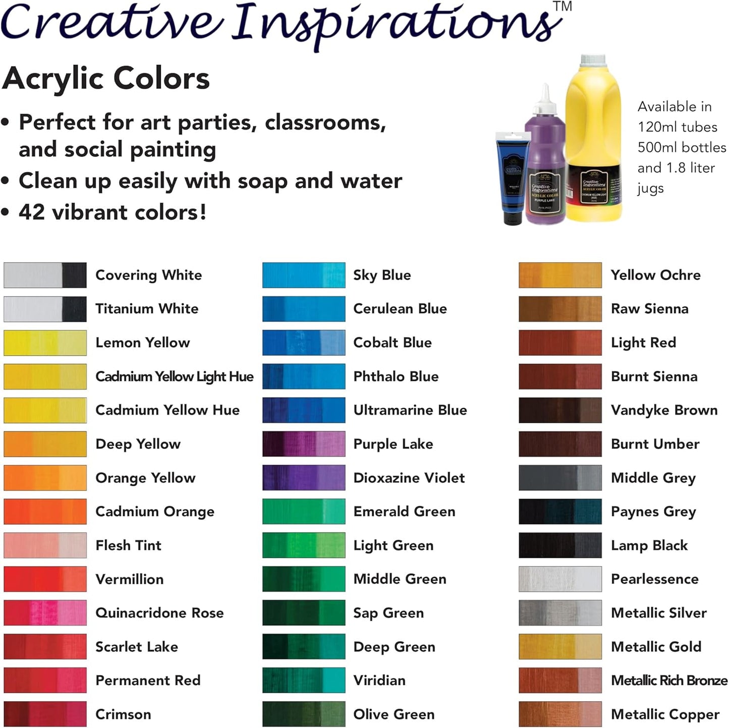 Creative Inspirations Acrylic Paint - Deep Yellow - 120 mL Tube - Smooth & Creamy Consistency, Vibrant Pigmentation, Great Coverage for Artists - Clean Up with Soap & Water