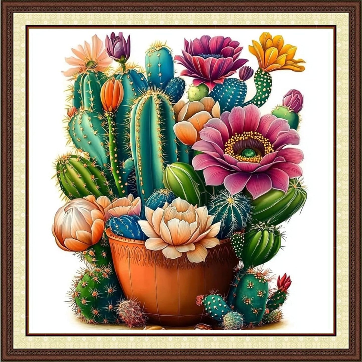 Findvoor Counted Cross Stitch Kits for Adults Full Range of Cross Stitching Embroidery Unprinted Pattern for Beginners, 11CT Needlepoint Kit Patterns Embroidery Kits-Succulent Plants Flower 18x18inch