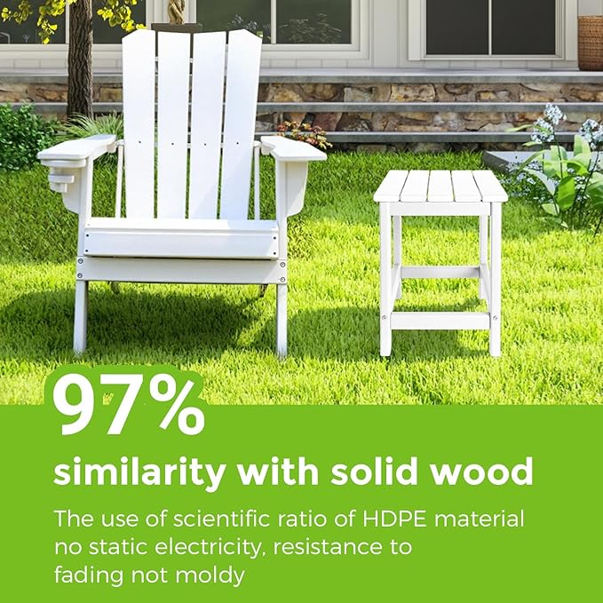 Outdoor Side Tables Adirondack, HDPE Small Table for Patio,Outside End Table for Porch, Deck, Pool, Weather Resistant/Easy Maintenance