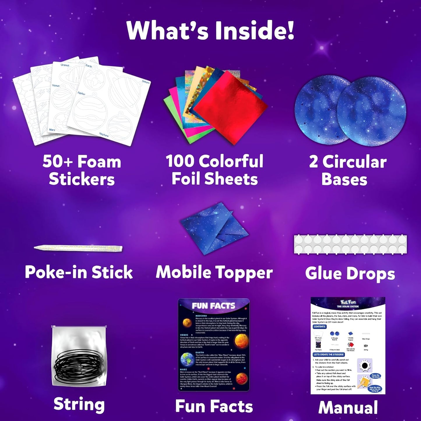 Skillmatics Foil Fun Solar System - Space Art & Craft Kit for Kids, Mess-Free Fun, Creative Activity, DIY Decor, Gifts for Boys & Girls Ages 4, 5, 6, 7, 8, 9, 10, 11, 12