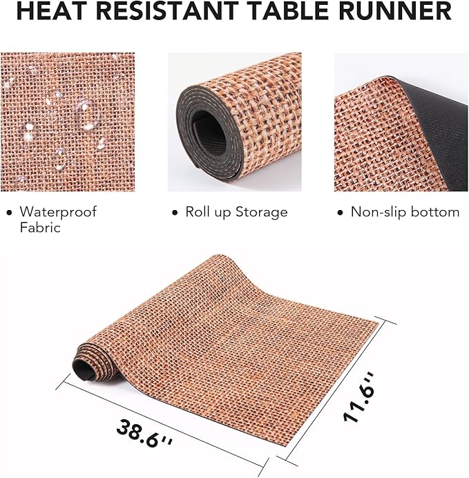 Trivet Table Runner Hot Plates Mat 12 X 40 Inch Heat Resistant Table Protector Waterproof Decorative Farmhouse Kitchen Trivets Counter Heat Proof Placemats for Hot Dishes (Linen)