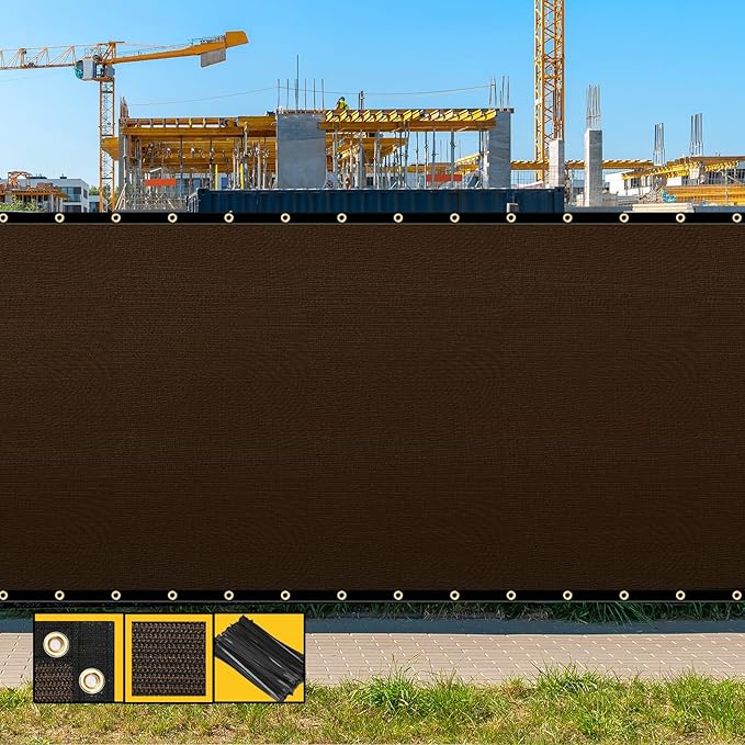 Customized 8' x 51' Brown Fence Privacy Screen,with Bindings & Grommets,Heavy Duty for Gardens,Backyard,Patio,Tennis Court,Pool,Construction Project, We Make Custom Sizes