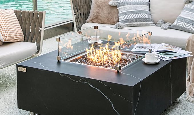 All Fire Table Pit Wind Screens and Stainless Steel Buner Lid from ELEMENTI | ELEMENTI Plus and MODENO (Wind Screens, Square 22" WS - 004)