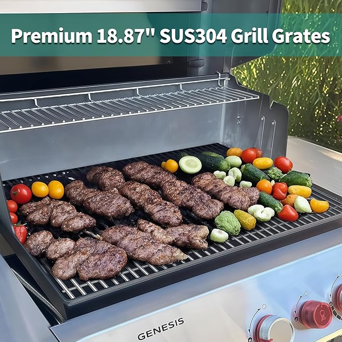 18 7/8" Stainless Steel Genesis 2 Grill Grates for Weber Genesis ii E-310 E-315 E-325 E-330 E-340 S-335 S-340 GS4 Genesis ii Grill Parts for Weber 66095 Genesis ii 300 LX 300 Series Grills