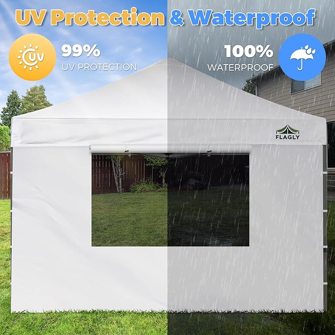 10x10 Pop Up Canopy Sidewall - 1 PC 300D Waterproof Attachable Tent Wall, Privacy Shade for Outdoor Events, Vendor Booths (Tent Not Included, with Square Mesh Window)