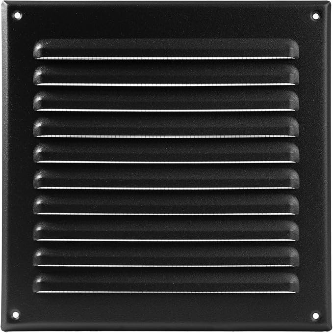 Vent Systems 8 x 8 Inch (Inner) Black Metal Soffit Vent Cover - Durable Square Air Vent Grille with Mesh Screen - Weather Resistant Ventilation Grill - Wall & Ceiling, Indoor & Outdoor