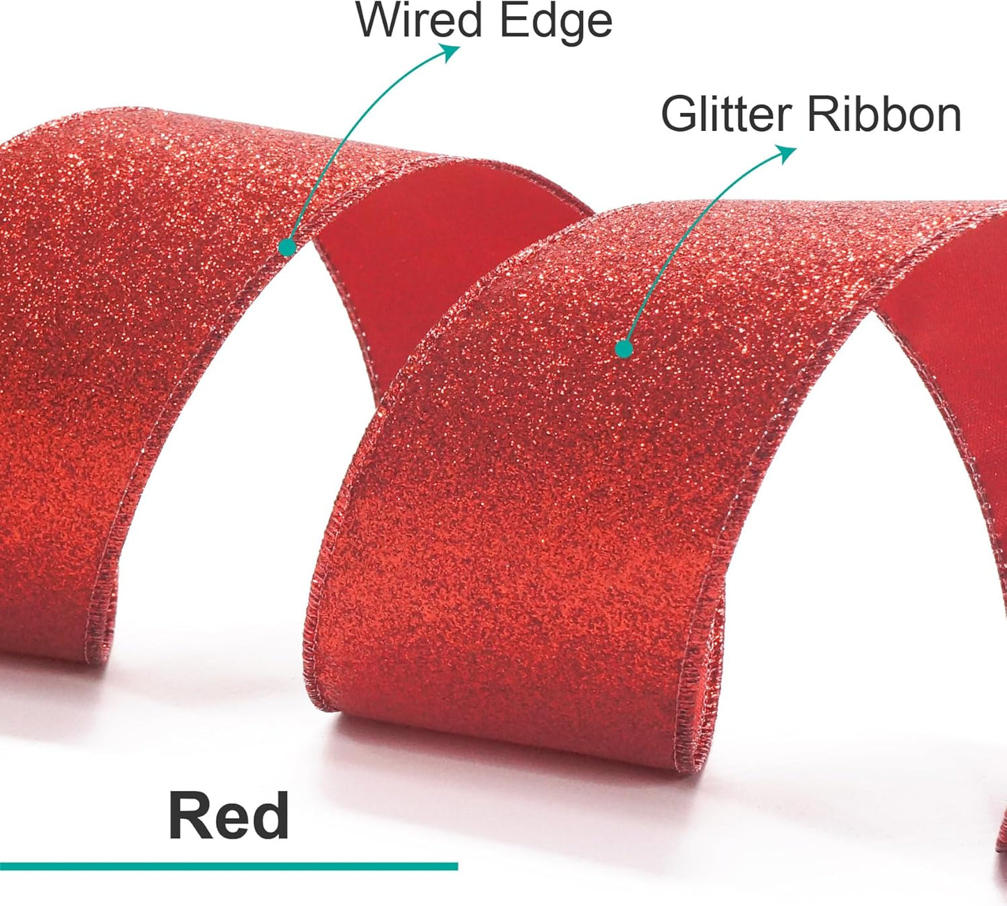 CT CRAFT LLC Glitter Wired Ribbon 6" x 10 Yards Red for Christmas Home Decor Bow Gift Wrapping DIY Crafts Wreath
