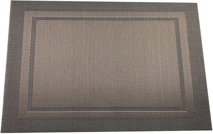 Gugrida Placemats Set of 6 Plaid Checkered Brown PVC Placemat for Dining Table Durable Woven Vinyl Stain tablemats 18"X12"