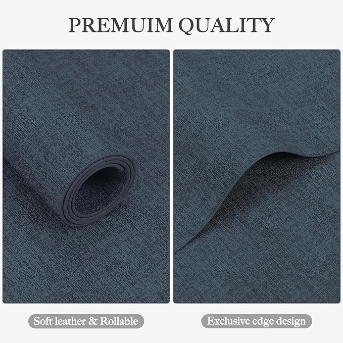 Faux Leather Heat Resistant Placemats Set of 4 – Waterproof Oilproof Wipeable Dining PU Vinyl Place Mat Easy Clean Table Mats for Kitchen/Dining/Party/Holiday, Navy Blue