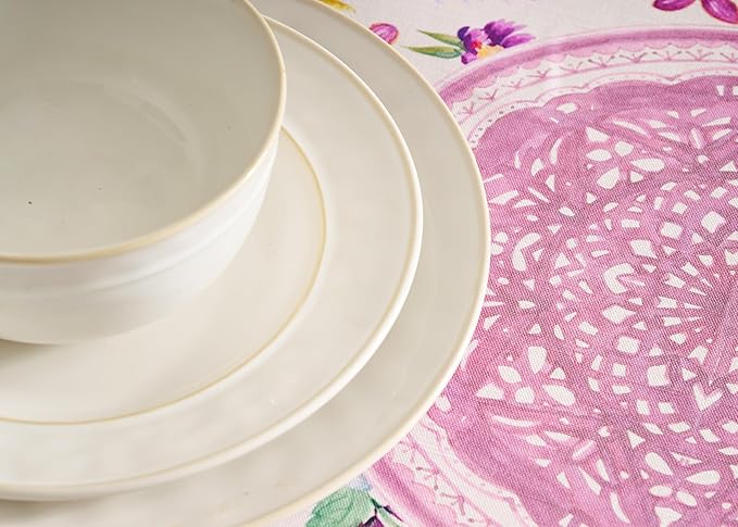 Maison d' Hermine Table Cloth Round Table 100% Cotton 69 Inches Tablecloth Reusable Decorative Everyday Use for Dining Room, Farmhouse, Home, Party, Festive & Wedding Spring Summer - Chardon