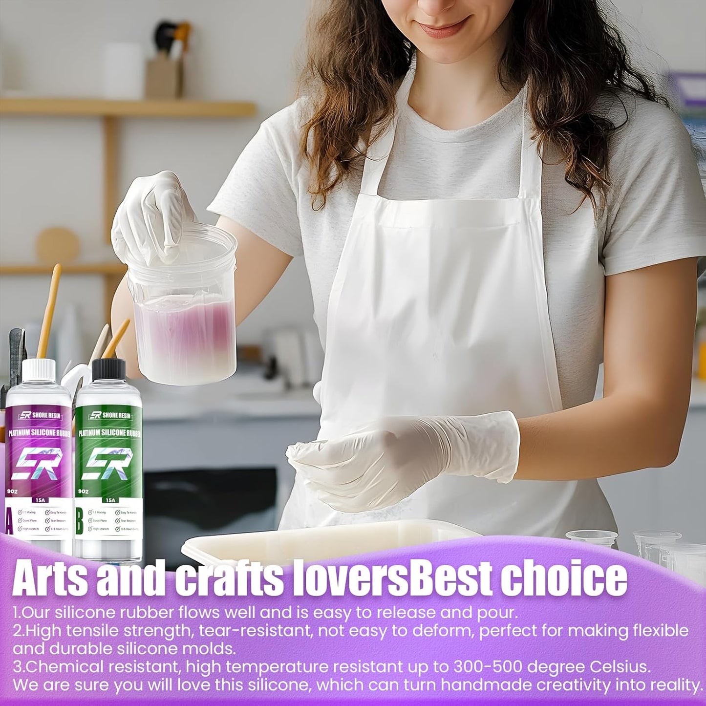 Silicone Mold Making Kit,18oz Platinum Silicone Rubber 15A Liquid Silicon Mix Ratio 1:1 for Casting Resin Molds and DIY Jewelry Molds