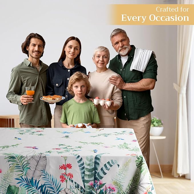 Maison d' Hermine Table Cloth Rectangle Table 100% Cotton 60 x 108 Inches Tablecloth Reusable Decorative for Dining Room, Farmhouse, Home, Party, Festive & Wedding Spring Summer - Tropiques