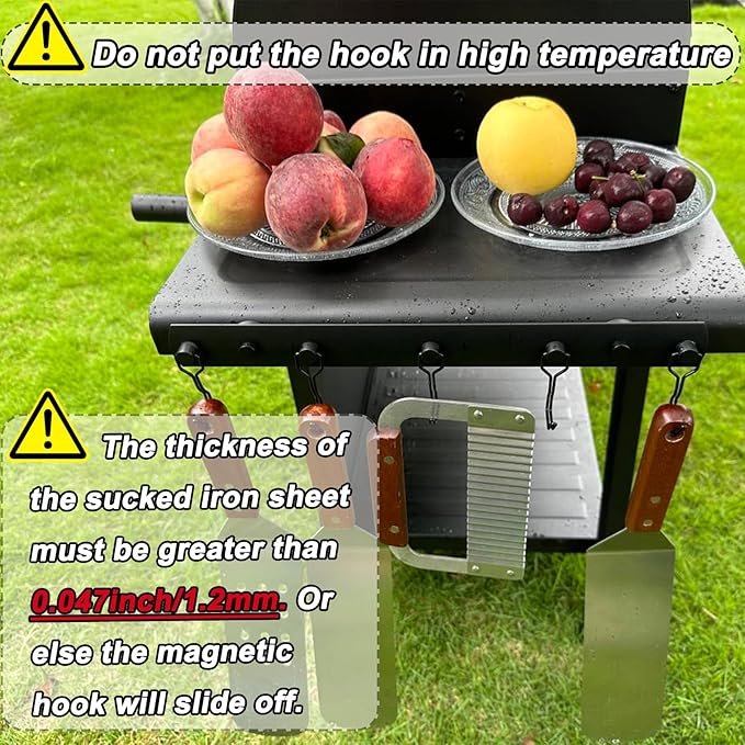 Magnetic Grill Hooks, Heavy Duty Magnetic Utensil Rack with 5 Hooks, Strong Magnet BBQ Tool Rack, Grill Storage Accessories for Refrigerator Traeger Blackstone Pit Boss Camp Chef Z Grills Smoker