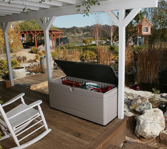 LIFETIME 60012 Extra Large Deck Box, 130 Gallon, Desert Sand/Brown
