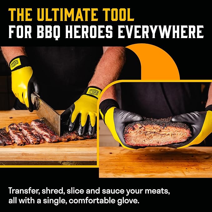 Hey Grill Hey Pitmaster Gloves | BBQ Gloves | Heat Protection up to 500°F or 260°C | High Temp Resistance | Fireproof Glove for Grilling Smoking Barbecue | Washable Mitts | Waterproof | Size - Medium
