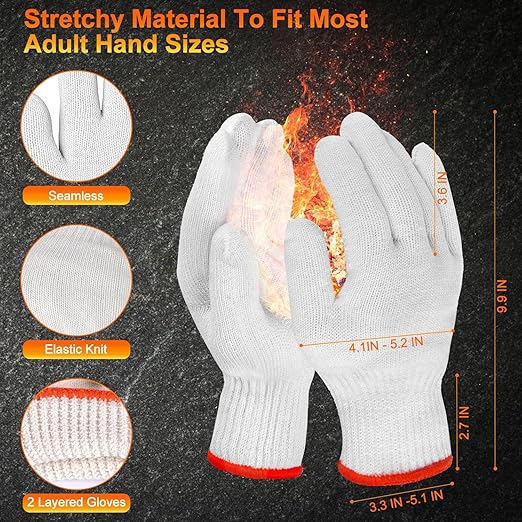 BBQ Gloves for Grilling Disposable Heat Resistant - 100 Nitrile Gloves + 4 Reusable Cotton Liners for Cooking Smoker -Orange XLarge