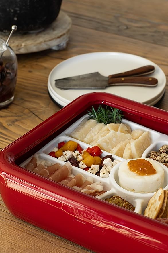 Fancy Panz Charcuterie Veggie Trayz - 9 Raised Compartments - Fits Classic/Premium Fancy Panz Elevated Food Serving Tray - Portable Charcuterie Board with Lid - Made in The USA Hosting Essentials