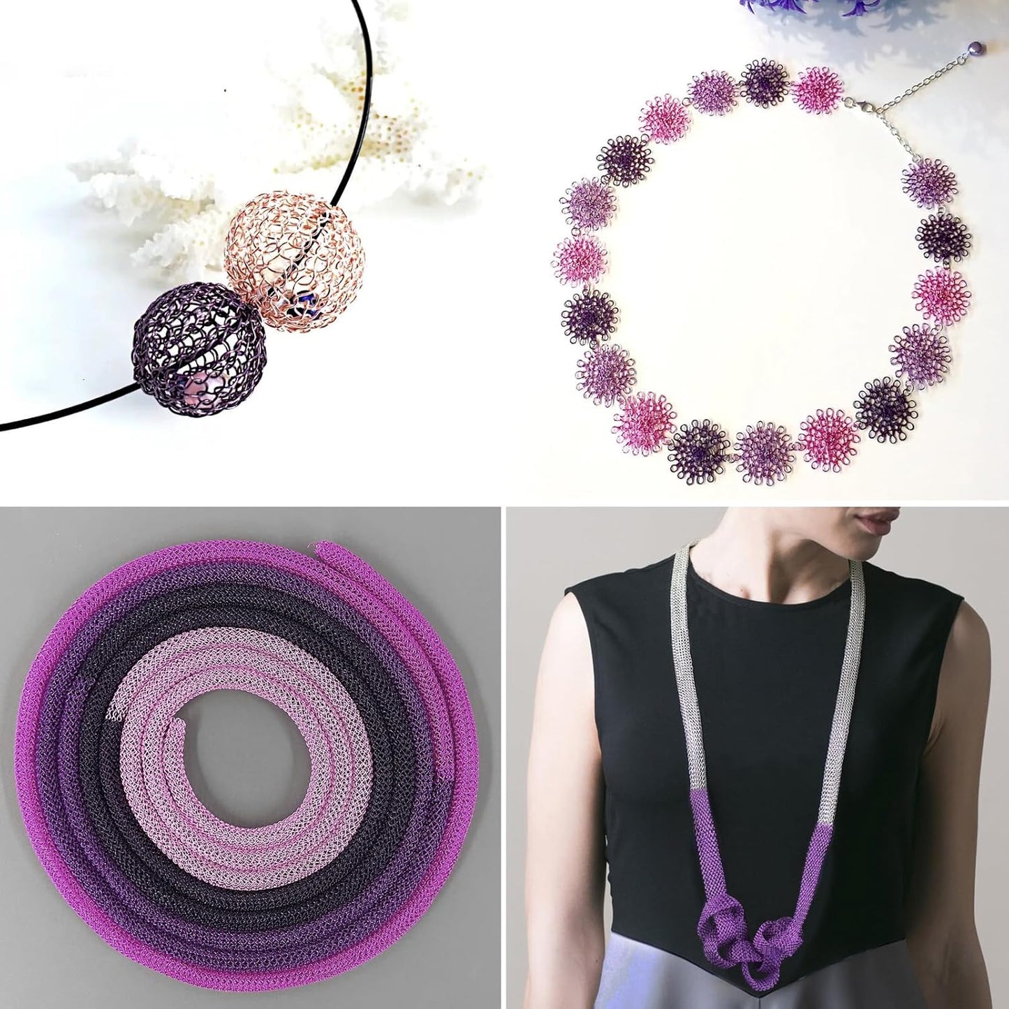 262FT Jewelry Wire 24 Gauge Tarnish-Resistant Copper Beading Wires Roll Bulk for DIY Crafts Jewelry Making, Purple Wire