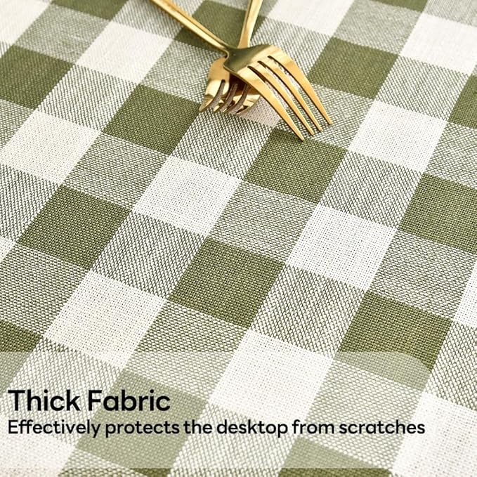 Gingham Tablecloth Rectangle Table Cloth Heavy Duty Cotton Checkered Table Cover for Spring Picnic Kitchen Dining(C-Sage Green, 52x70 inch)