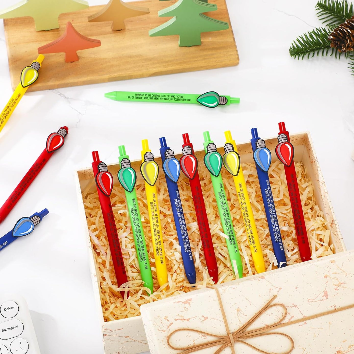 Eaasty 24 Pcs Christmas Gifts for Coworkers Appreciation Ballpoint Pens Bulk Coworkers Are Like Christmas Lights Holiday Thank You Gifts for Employee Team Colleagues (Appreciation)