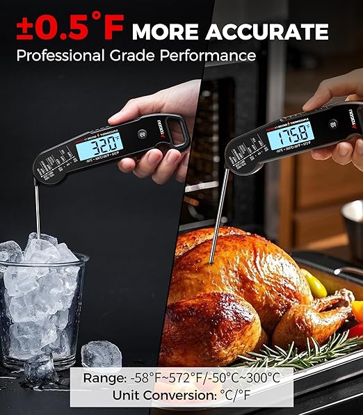 Atogou Professional Food & Meat Thermometer, 1 Sec Instant Read & ±0.5℉ Accuracy, Thermocouple Sensor, IP67 Waterproof Digital Thermometer for Cooking, BBQ, Grill Gifts for Men Him Dad Birthday