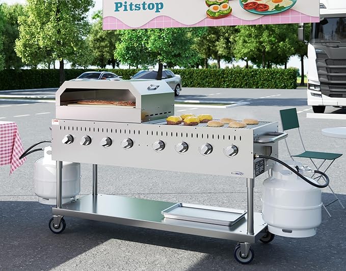 60 in. 8-Burner Commercial Outdoor Propane Gas Grill with 30 in. Pizza Oven in Stainless-Steel, ETL Listed (CGKIT6-P30)