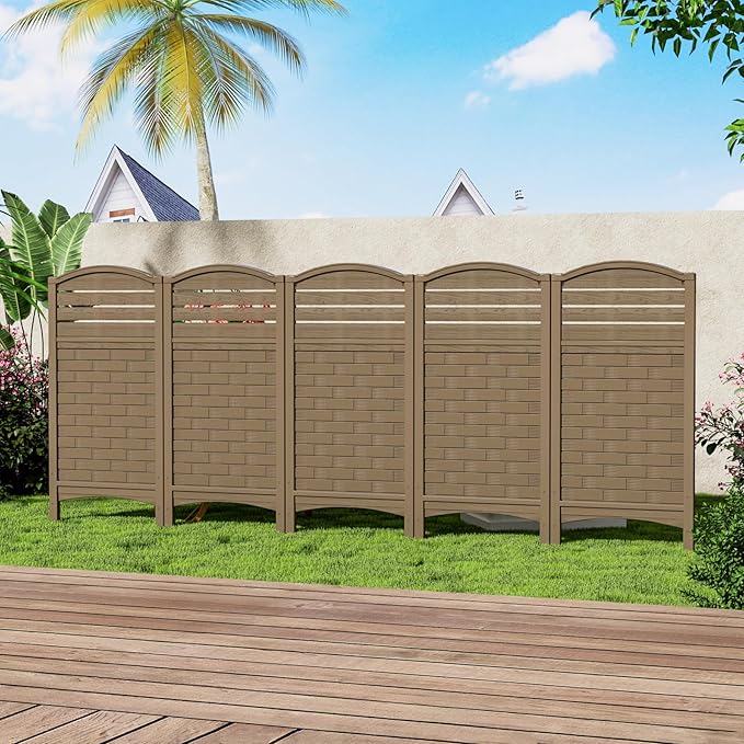 Outdoor Fence Privacy Panels,Resin Privacy Fence Panels for Outside,Air Conditioner Trash Can Pool Equipment Enclosure(4-Pack-Black)